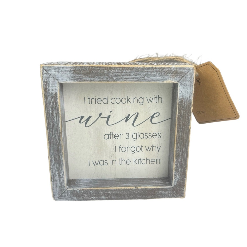 Adams & Co Approx 5x5 Inch Box Sign Distressed Humorous Wine Kitchen Gift